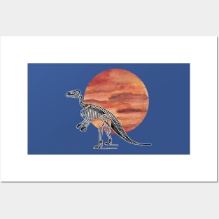 Dinosaur Skeleton in Space Red Planet Posters and Art